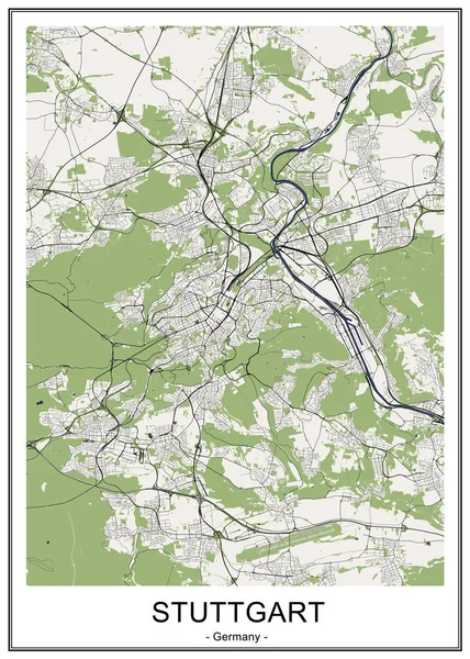 Карта города Штутгарт, Германия — стоковый вектор