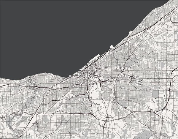 Mapa de la ciudad de Cleveland, Ohio, Estados Unidos — Vector de stock