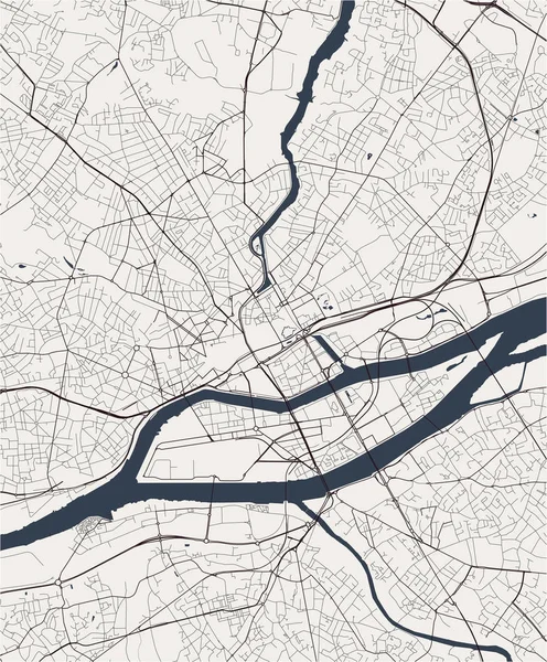 Mapa miasta Nantes, Francja — Wektor stockowy