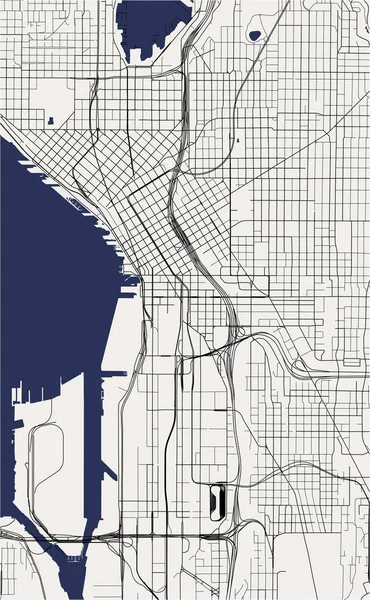 Mapa de la ciudad de Seattle, Washington, Estados Unidos — Vector de stock