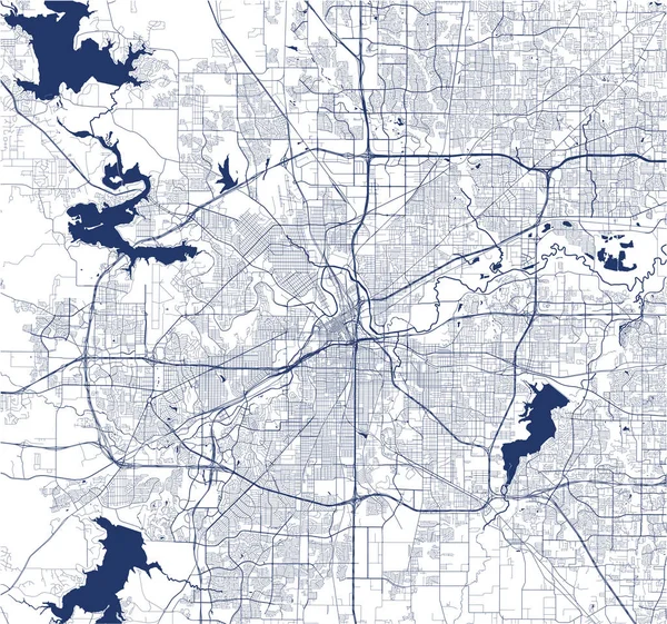 Fort Worth şehrinin haritası, Teksas, ABD — Stok Vektör