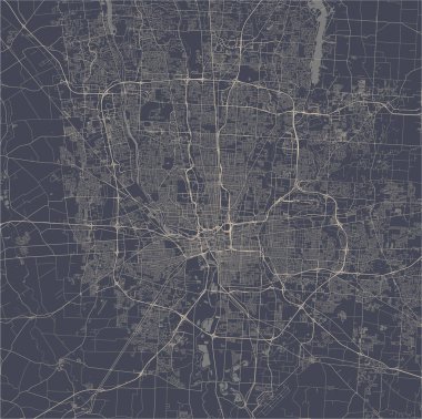 Columbus şehrinin haritası, Ohio, ABD