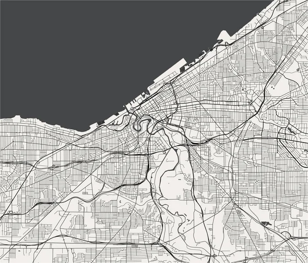 Mapa de la ciudad de Cleveland, Ohio, Estados Unidos — Vector de stock