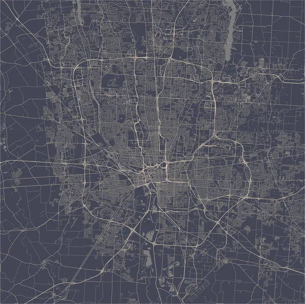 Kaart van de stad Columbus, Ohio, Verenigde Staten — Stockvector