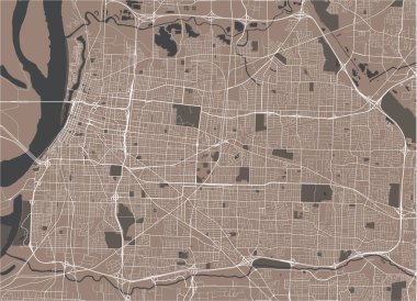 Memphis şehrinin haritası , Mississippi, Abd
