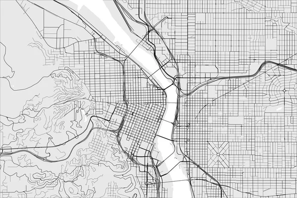 Mapa da cidade de Portland, Oregon, EUA —  Vetores de Stock