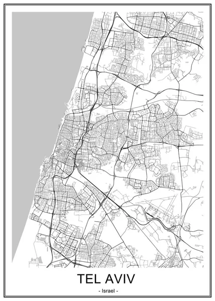 Térkép a város Tel Aviv, Yafo, Jaffa, Izrael — Stock Vector