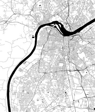 Louisville şehrinin haritası, Kentucky, Amerika Birleşik Devletleri
