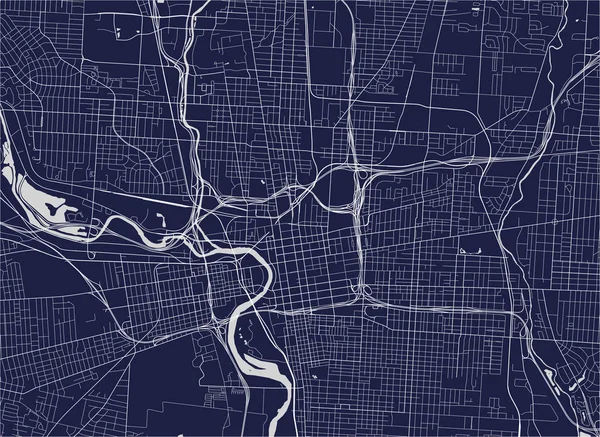 미국 오하이오주 콜럼버스의 도시 지도 — 스톡 벡터