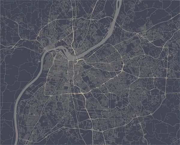 Mapa da cidade de Louisville, Kentucky, EUA —  Vetores de Stock