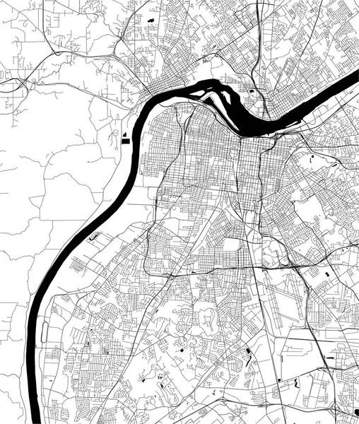 Mapa de la ciudad de Louisville, Kentucky, Estados Unidos — Archivo Imágenes Vectoriales