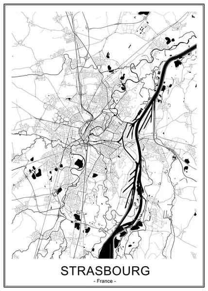 Карта города Страсбург, Франция — стоковый вектор