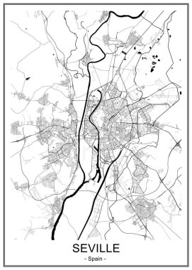 map of the city of Sevilla, Spain clipart