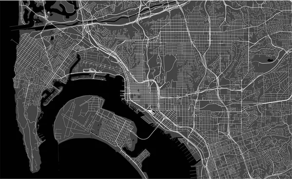 Mapa da cidade de San Diego, Califórnia, EUA — Vetor de Stock