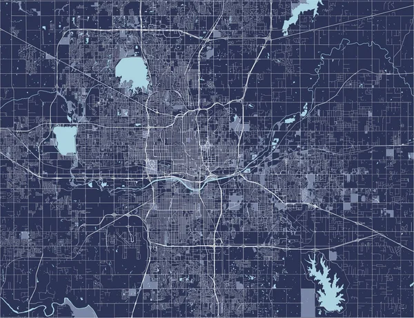 Mapa de la ciudad de Oklahoma, Oklahoma City, Estados Unidos — Vector de stock