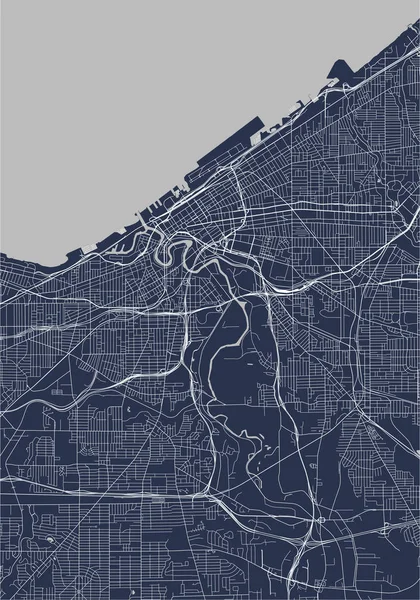 Mapa města Cleveland, Ohio, USA — Stockový vektor