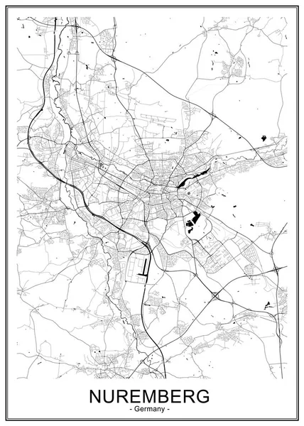 Карта города Нюрнберг, Германия — стоковый вектор