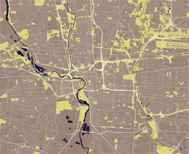 Columbus şehrinin haritası, Ohio, ABD