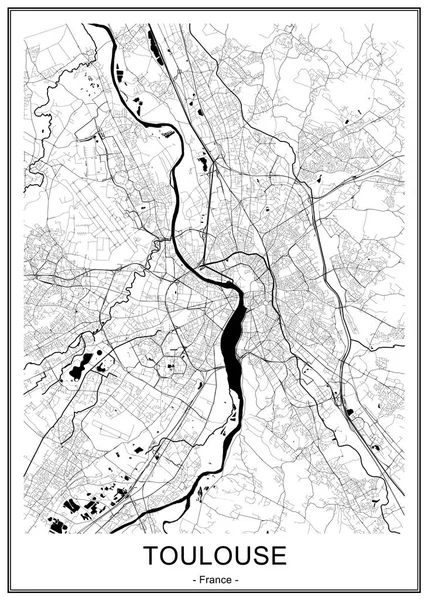 Карта города Тулуза, Франция — стоковый вектор