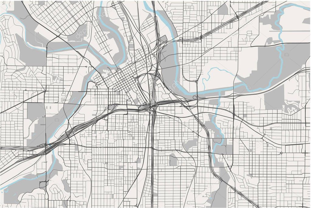map of the city of Fort Worth, Texas, USA