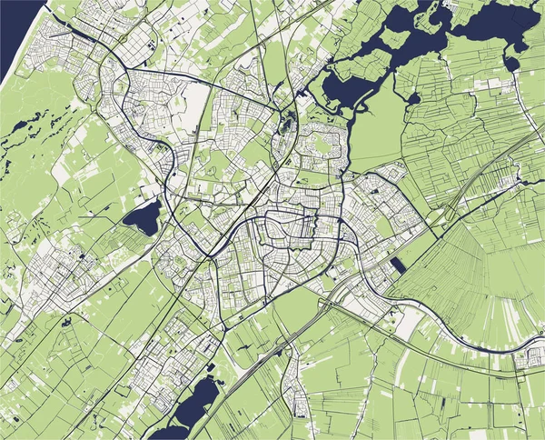 Carte de la ville de Leyde, Pays-Bas — Image vectorielle