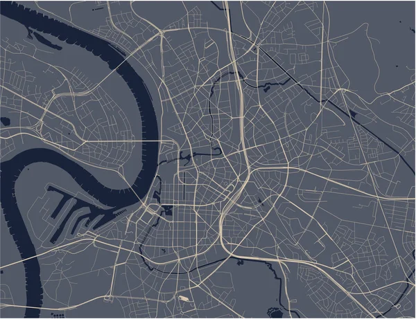 Kaart van de stad Düsseldorf, Duitsland — Stockvector