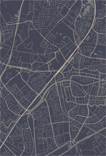 Karta över staden Leiden, Nederländerna — Stock vektor