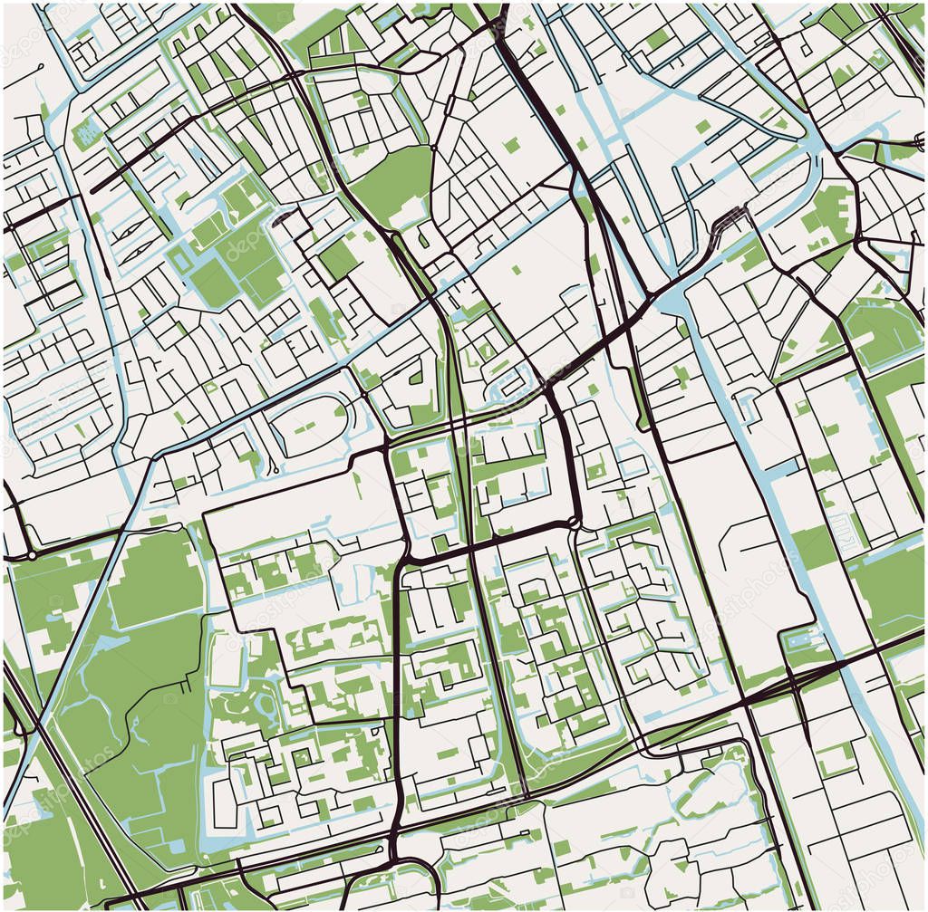 map of the city of Delft, Netherlands