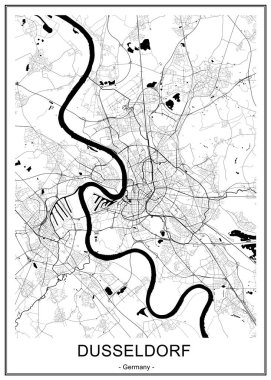 Düsseldorf şehrinin haritası, Almanya