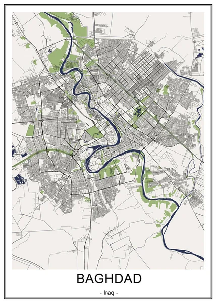 Mapa miasta Bagdad, Irak — Wektor stockowy