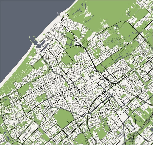 Peta kota Den Haag, Den Haag, Belanda - Stok Vektor