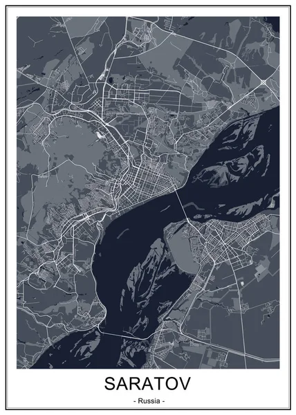 Kaart van de stad Saratov, Rusland — Stockvector