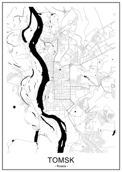 Mapa města Tomsk, Rusko — Stockový vektor