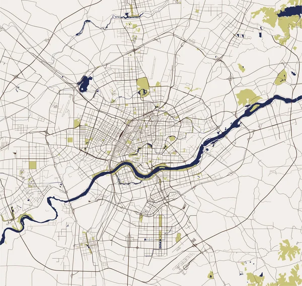 Mapa da cidade de Shenyang, China — Vetor de Stock