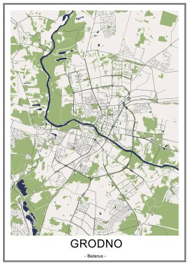 Grodno şehrinin haritası, Beyaz Rusya