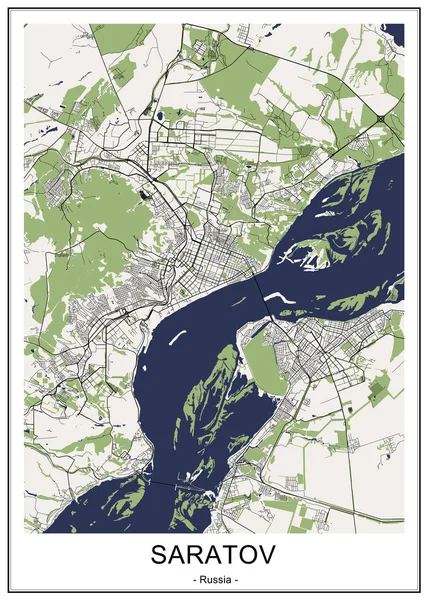 Mapa da cidade de Saratov, Rússia —  Vetores de Stock