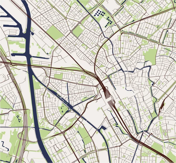 Mapa de la ciudad de Utrecht, Holanda — Vector de stock