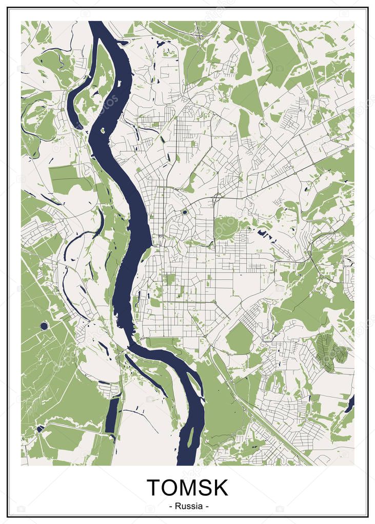 map of the city of Tomsk, Russia