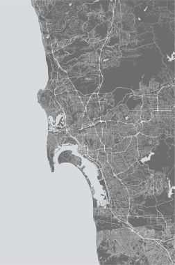 San Diego şehrinin haritası, Kaliforniya, ABD