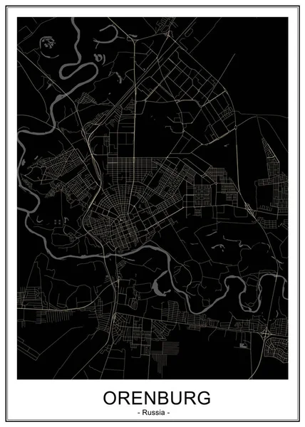 オレンブルク市の地図, ロシア — ストックベクタ