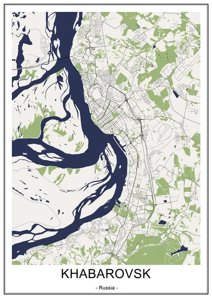 Mapa miasta Chabarowsk, Rosja — Wektor stockowy