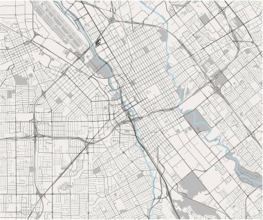 San Jose şehrinin haritası, Kaliforniya, ABD