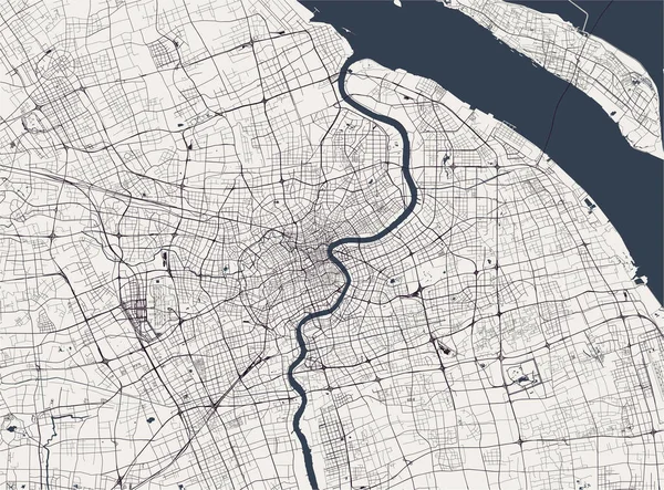 Mapa da cidade de Shanghai, China — Vetor de Stock