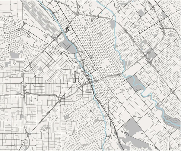 Mapa de la ciudad de San José, California, Estados Unidos — Vector de stock