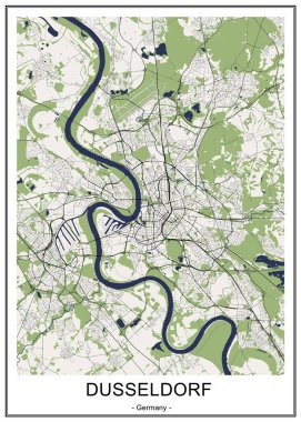 Düsseldorf şehrinin haritası, Almanya