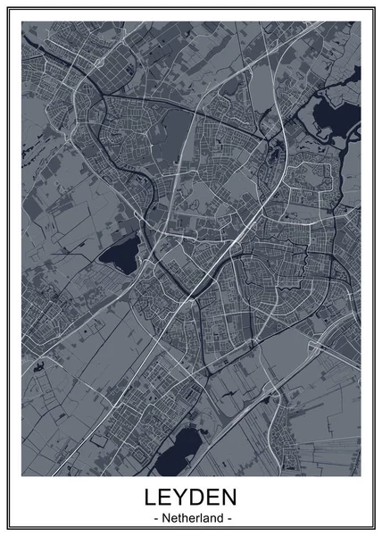 Карта города Лейден, Нидерланды — стоковый вектор