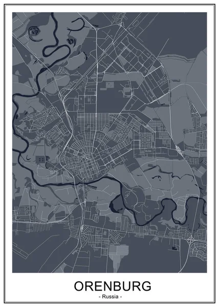 Mapa de la ciudad de Orenburg, Rusia — Vector de stock