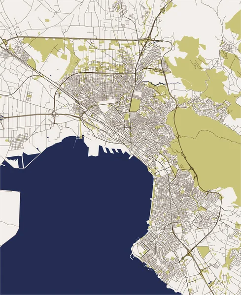 Karta över staden Thessaloniki, Grekland — Stock vektor