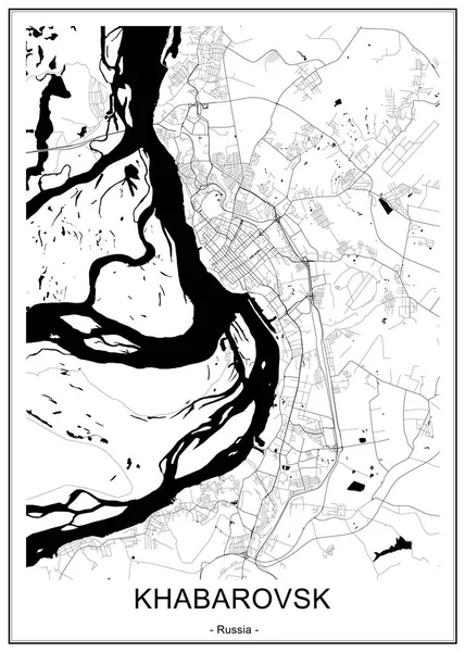 Mapa da cidade de Khabarovsk, Rússia —  Vetores de Stock