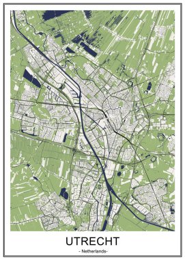 Utrecht şehrinin haritası, Hollanda